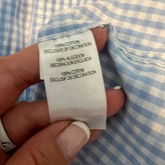 Kitestrings Boys Blue Gingham Button Down Shirt 14 - Picture 3 of 3